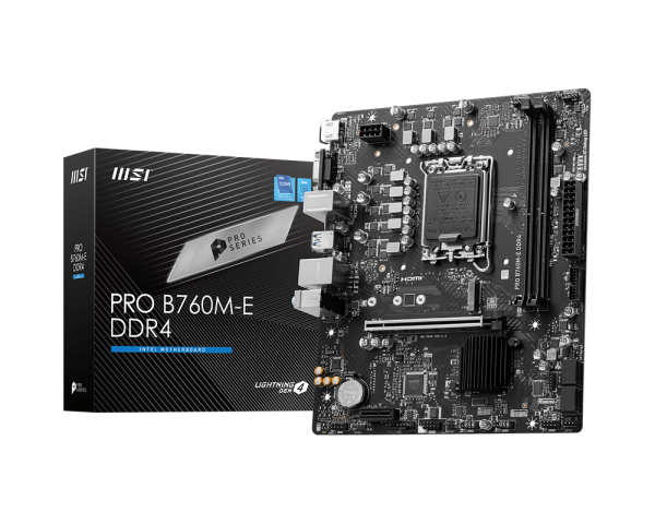 MOTHERBOARD MSI B760M-E DDR4 / INTEL S-1700 / GEN 12TH-13TH / 2X DDR4 4800 / HDMI / M.2 / 4X USB3.2 / WIFI / MATX / GAMA MEDIA