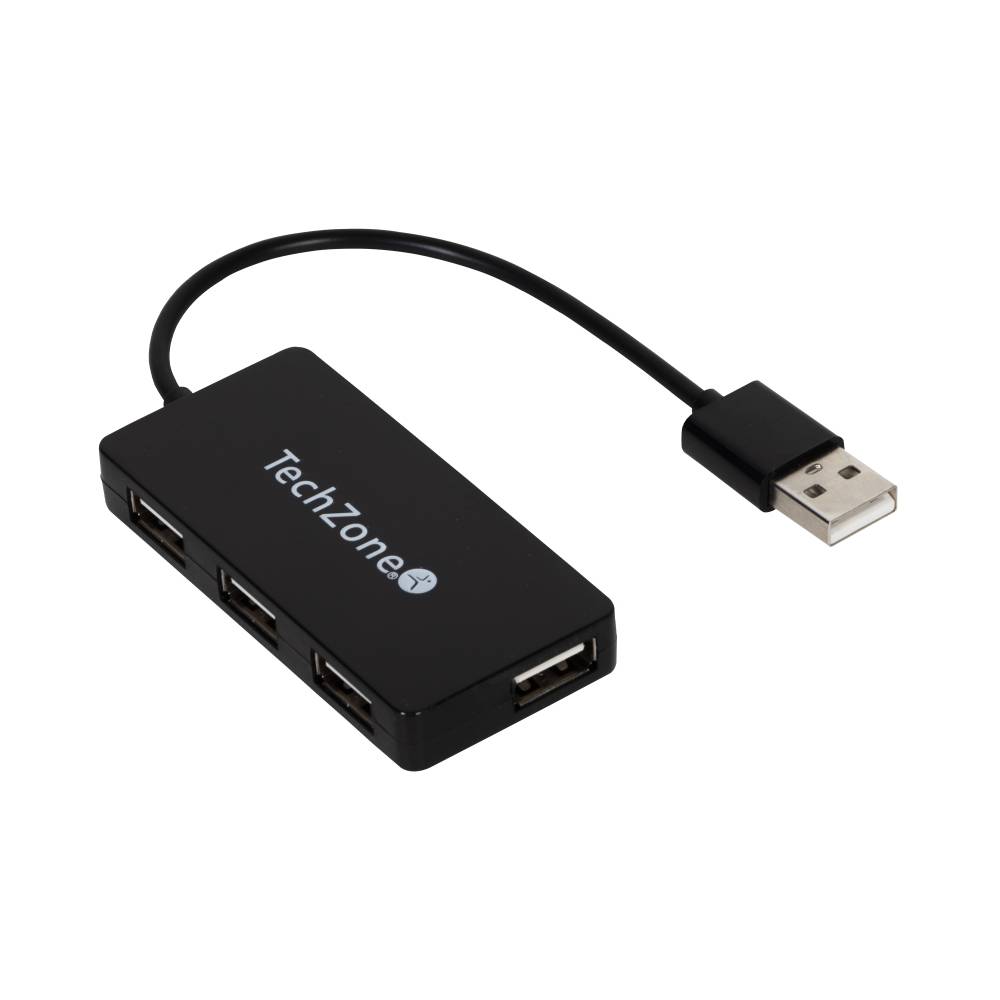 HUB USB TECHZONE TZ17HUB02 / 4 PUERTOS / USB 2.0 / NEGRO