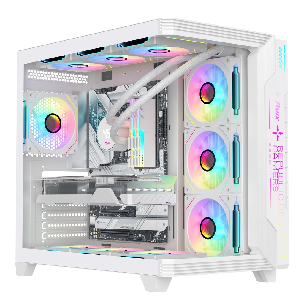 CHASIS LOVINGCOOL LC-TX-360 / ATX / BLANCO / ARGB FAN * 7 + CONTROLADORA