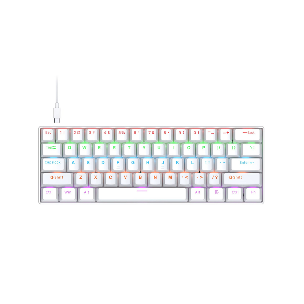TECLADO LOVINGCOOL T60 / CABLE USB / MECANICO / RGB / 61 TECLAS / BLANCO