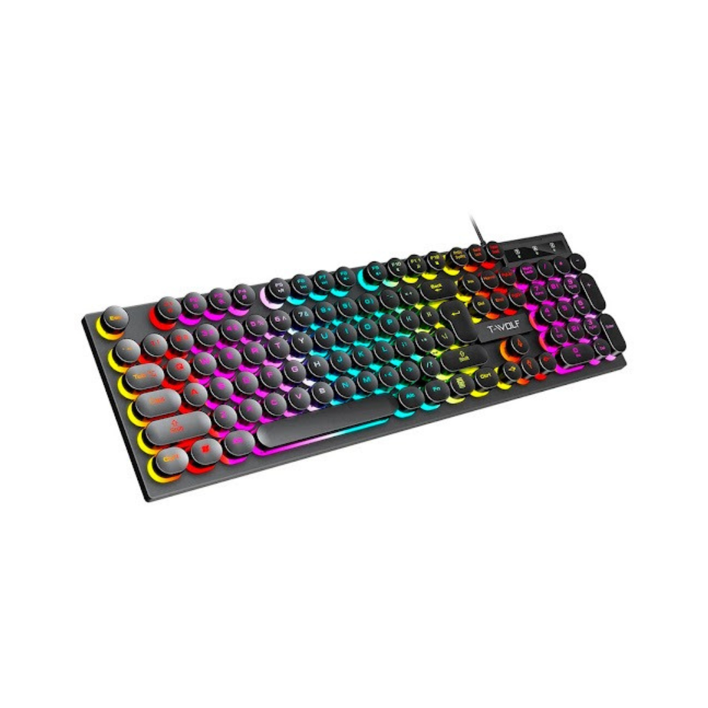 TECLADO LOVINGCOOL T80 / CABLE USB / MEMBRANA / RGB / 104 TECLAS / NEGRO
