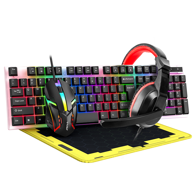 KIT TECLADO Y MOUSE LOVINGCOOL TF240 / CABLE USB / RGB / MEMBRANA / NEGRO / MOUPAD + DIADEMA
