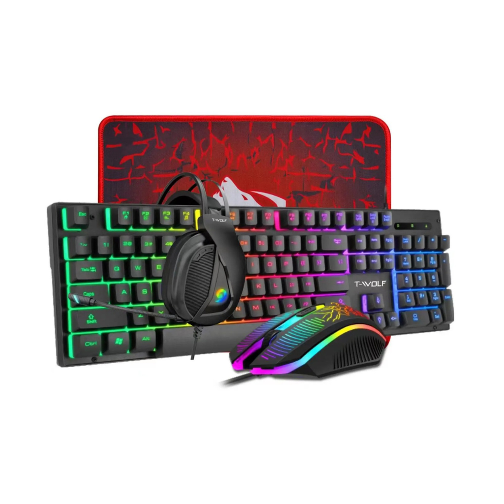 KIT TECLADO Y MOUSE LOVINGCOOL TF400 / CABLE USB / RGB / MEMBRANA / NEGRO / MOUPAD Y DIADEMA