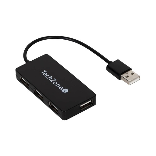 [TECHZONE-TZ17HUB02] HUB USB TECHZONE TZ17HUB02 / 4 PUERTOS / USB 2.0 / NEGRO