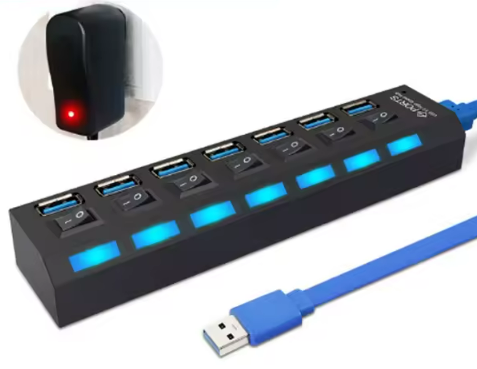 [GENERICO-7PORT-USB3.0] HUB USB GENERICO 7PORT USB3.0 / 5GBPS / MULTI USB SPLITTER / ALIMENTACIÓN AC