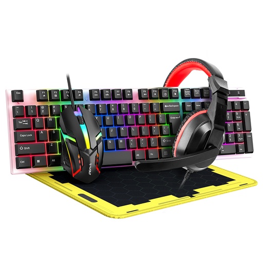 [LOVINGCOOL-TF240] KIT TECLADO Y MOUSE LOVINGCOOL TF240 / CABLE USB / RGB / MEMBRANA / NEGRO / MOUPAD + DIADEMA
