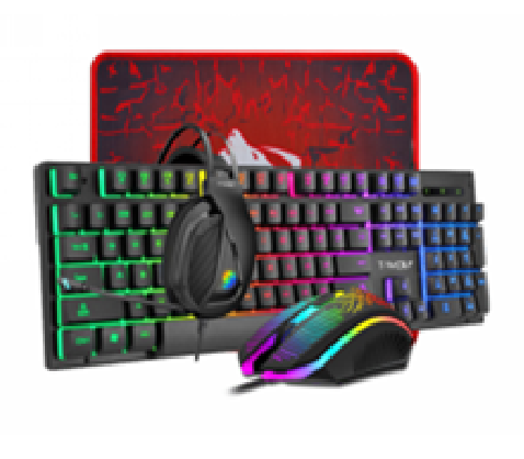 [LOVINGCOOL-TF400] KIT TECLADO Y MOUSE LOVINGCOOL TF400 / CABLE USB / RGB / MEMBRANA / NEGRO / MOUPAD Y DIADEMA