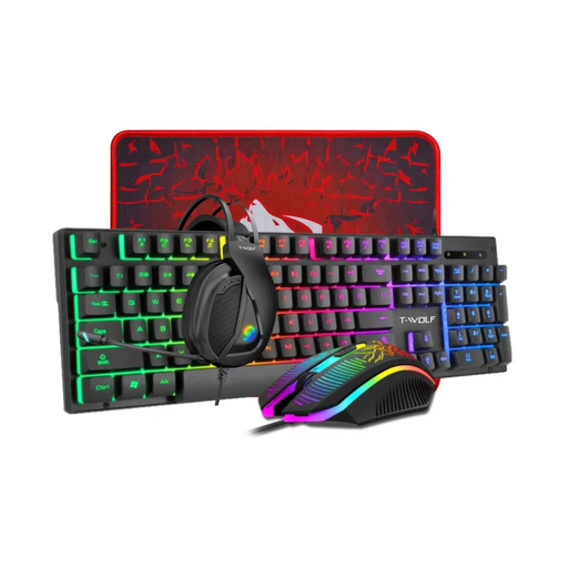 [LOVINGCOOL-TF400] KIT TECLADO Y MOUSE LOVINGCOOL TF400 / CABLE USB / RGB / MEMBRANA / NEGRO / MOUPAD Y DIADEMA