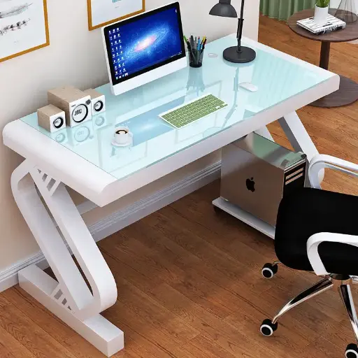 [QVAWARE-BB140] MESA DE ESCRITORIO QVAWARE BB140 / CRISTAL TEMPLADO / GAMING / BLANCO / 140MM