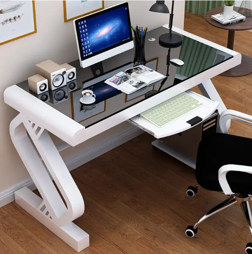 [QVAWARE-HB160] MESA DE ESCRITORIO QVAWARE HB160 / CRISTAL TEMPLADO / GAMING / BLANCO / 160MM 