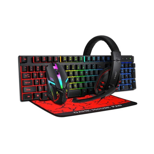 [LOVINGCOOL-TF800] KIT TECLADO Y MOUSE LOVINGCOOL TF800 / CABLE USB / RGB / MEMBRANA / NEGRO / MOUPAD Y DIADEMA