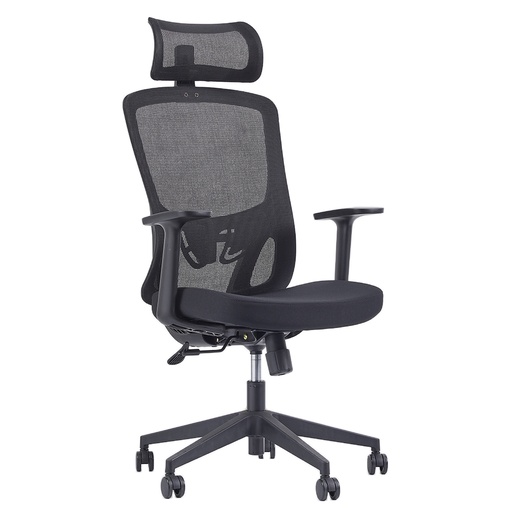 [QVAWARE-Z-E2209HT] SILLA OFICINA GENÉRICA Z-E2209HT / ERGONÓMICA / MESH / NEGRO / CABECERA